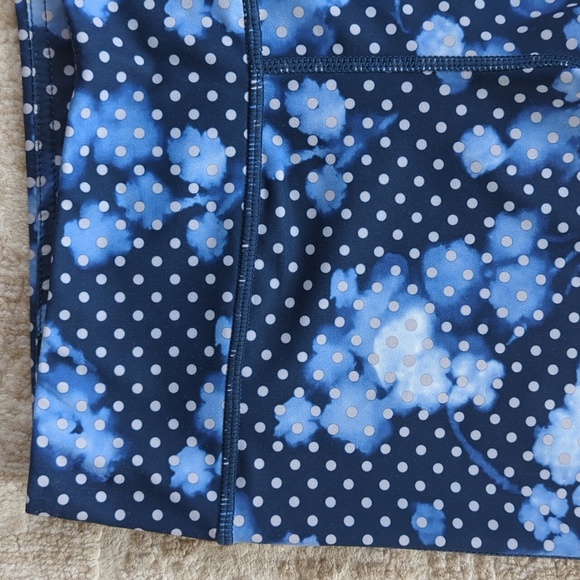 Inner Spirit Polka Dot Yoga Leggings S Blue White Pattern - Picture 9 of 15